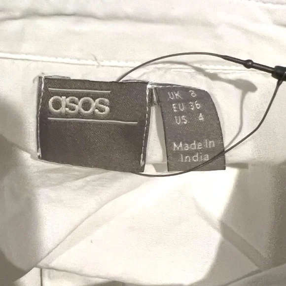 ASOS Womens White Button Down Shift Dress Cotton Size 8 - 10 Brand New - Picture 7 of 8